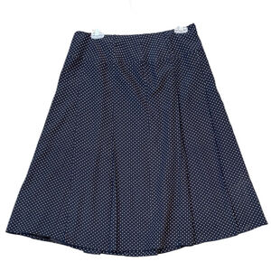 bianca nygard silk Navy Polka Dot A-Line Skirt 10